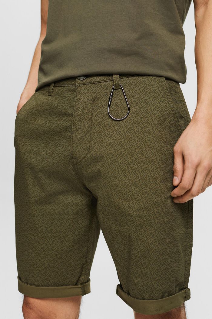 Shorts med nøglering og print, økologisk bomuld, OLIVE, detail image number 2