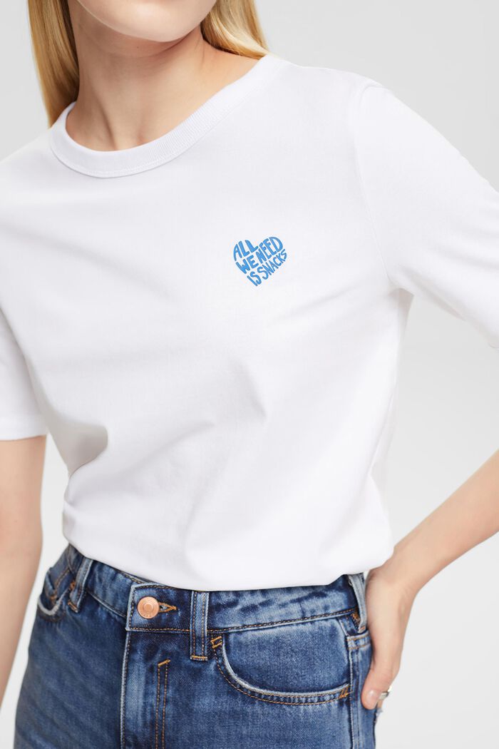 Bomulds-T-shirt med hjerteformet logo, WHITE, detail image number 2