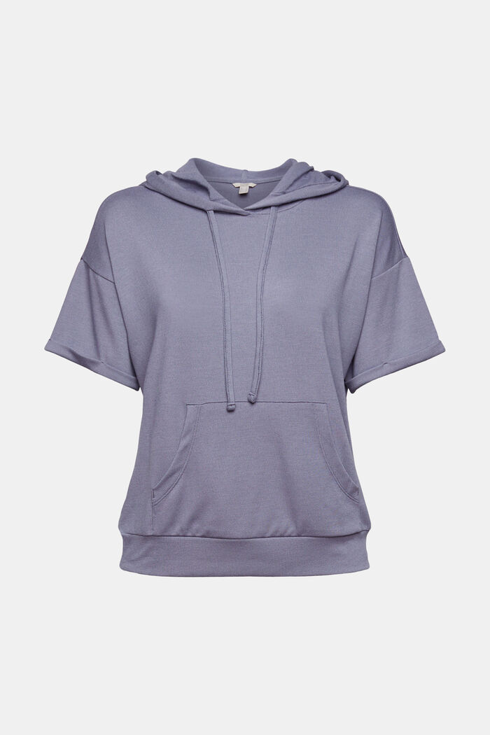 Genanvendte materialer: hoodie med korte ærmer, GREY BLUE, detail image number 6