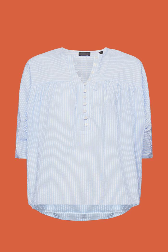 Tekstureret bluse med korte ærmer, LIGHT BLUE, detail image number 6