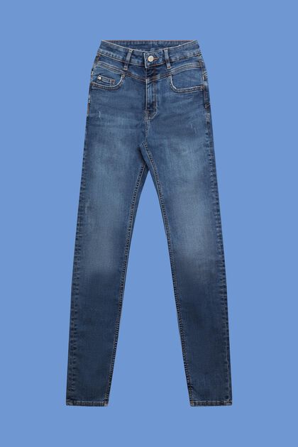 Shaping-jeans med høj linning, BLUE MEDIUM WASHED, overview