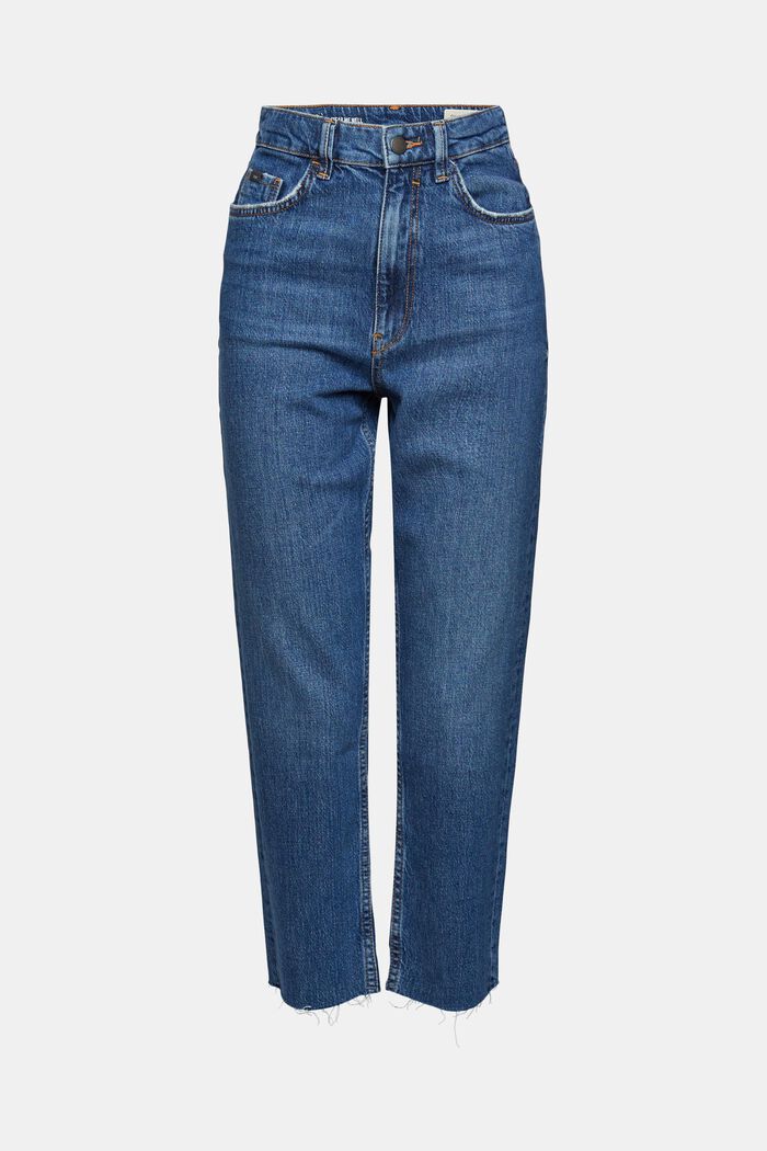 Stumpede jeans af bomuldsblanding, BLUE DARK WASHED, detail image number 6