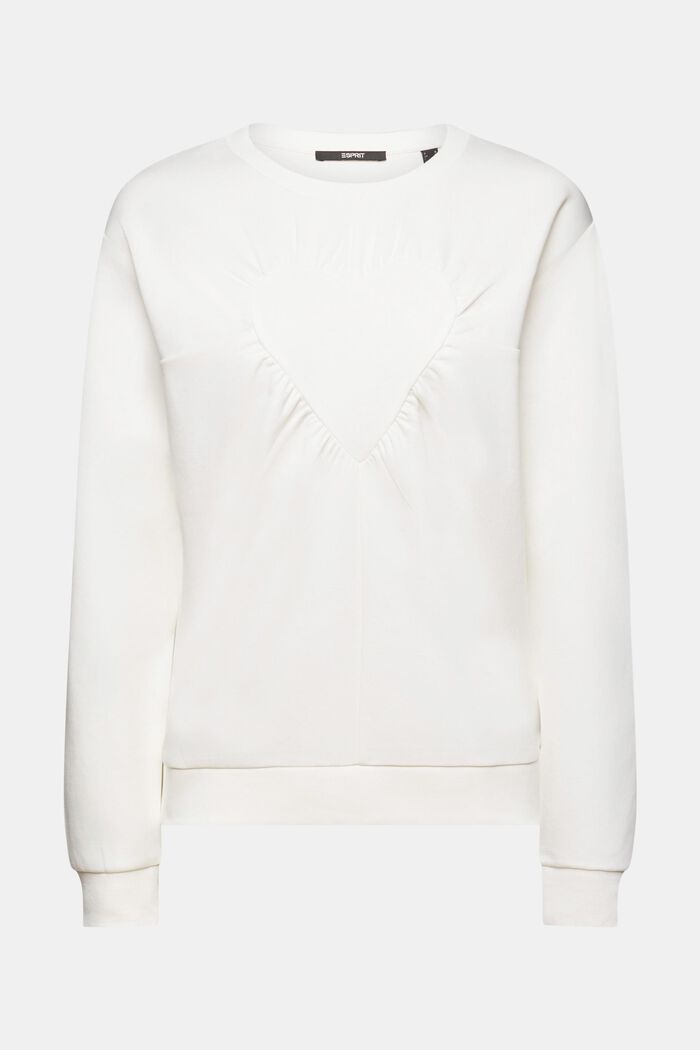 Sweatshirt med hjerteapplikation, OFF WHITE, detail image number 5