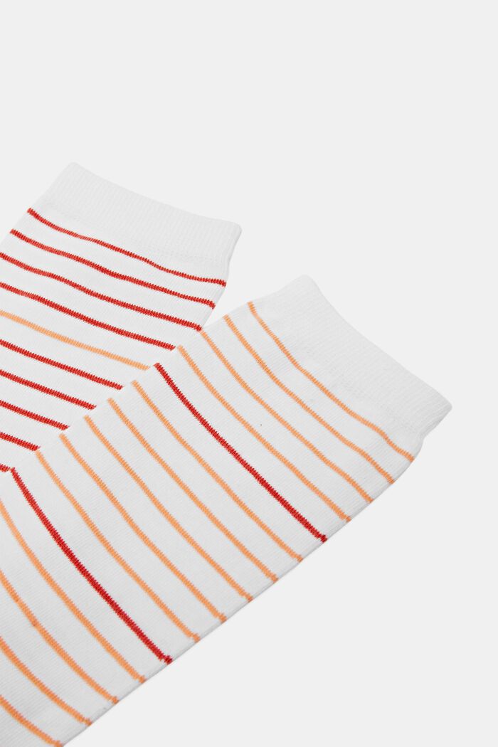 Pakke med 2 par stribede sokker, økologisk bomuld, WHITE/RED, detail image number 2