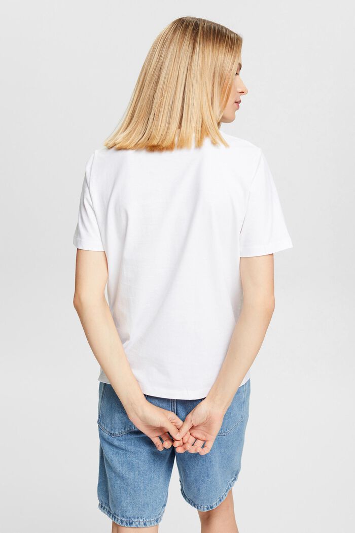 Ensfarvet T-shirt, WHITE, detail image number 3