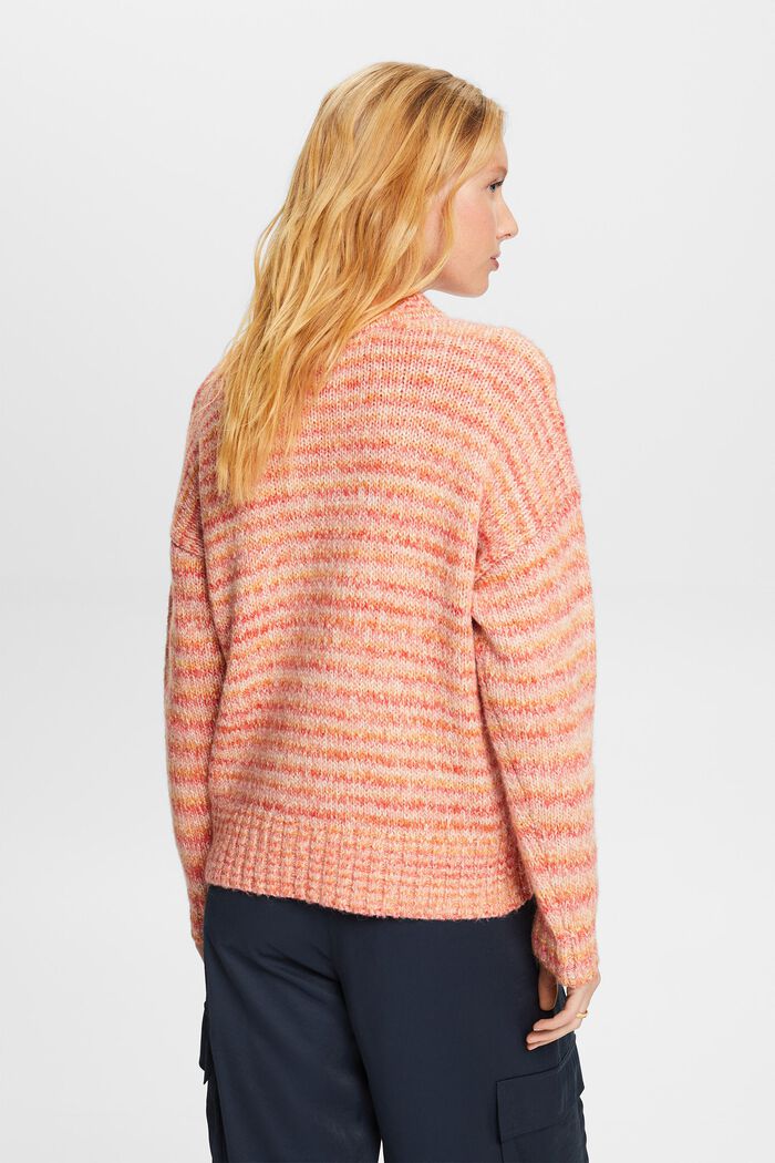 Stribet sweater i kabelstrik, BRIGHT ORANGE, detail image number 4