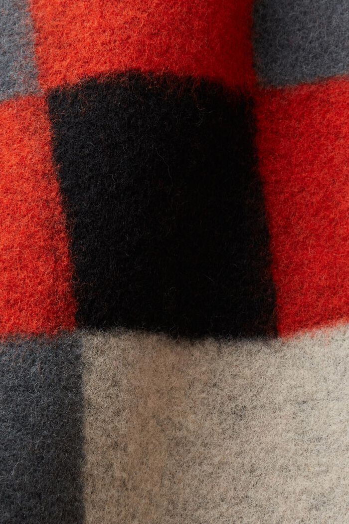 Frakke i uldmiks med farveblok-mønster, RED, detail image number 4