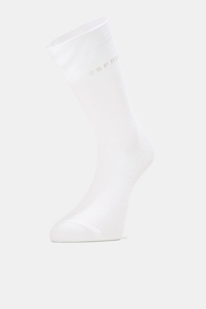 Pakke med 2 par sokker m. striklogo, øko bomuld, WHITE, detail image number 0