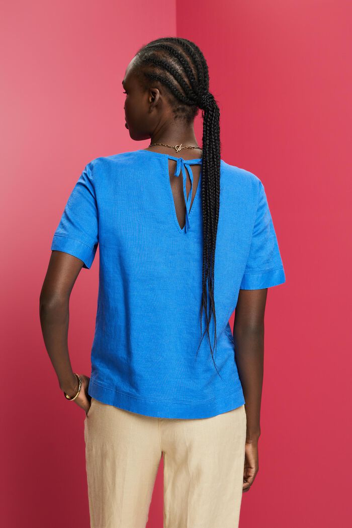 Bluse med nøglehulsdetalje, BRIGHT BLUE, detail image number 3