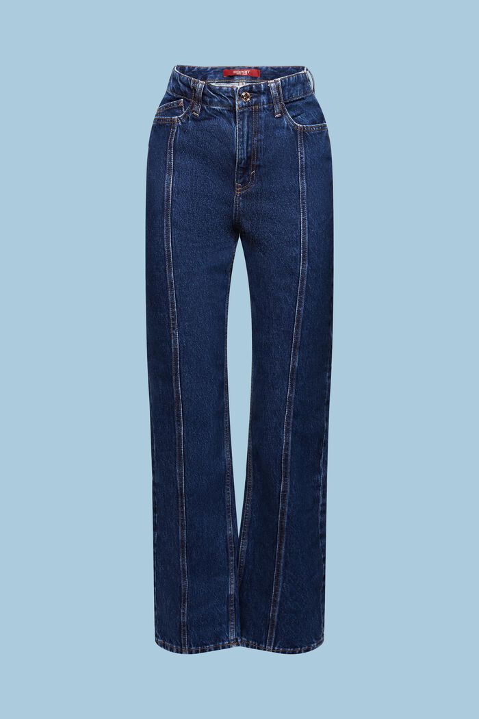 Lige jeans med høj talje, BLUE DARK WASHED, detail image number 5