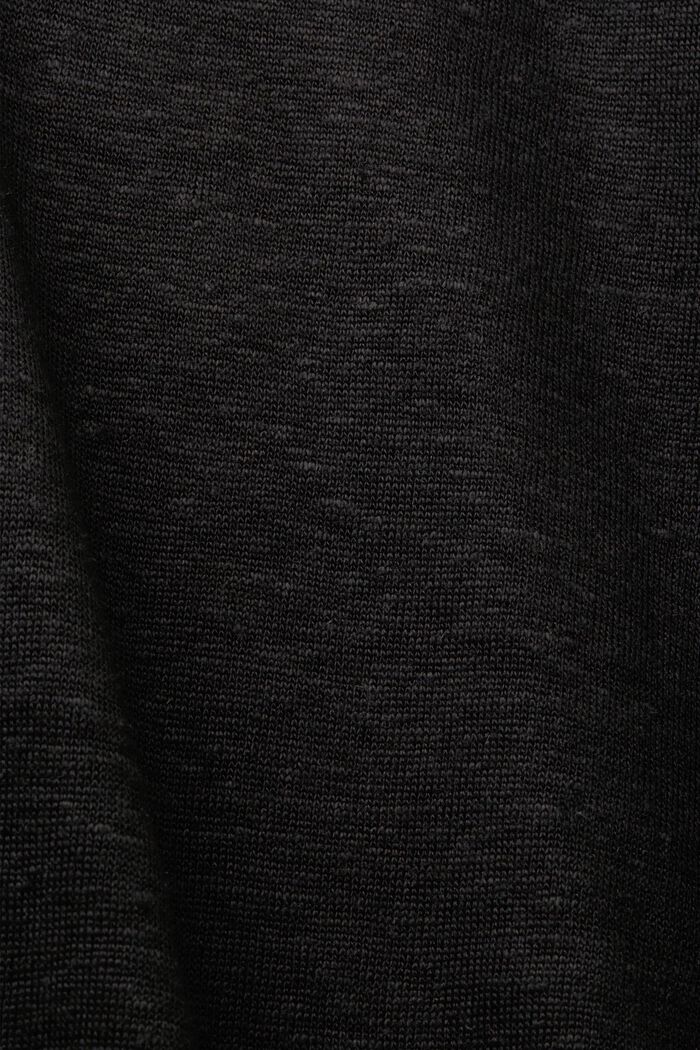 T-shirt med polokrave, 100 % hør, BLACK, detail image number 5