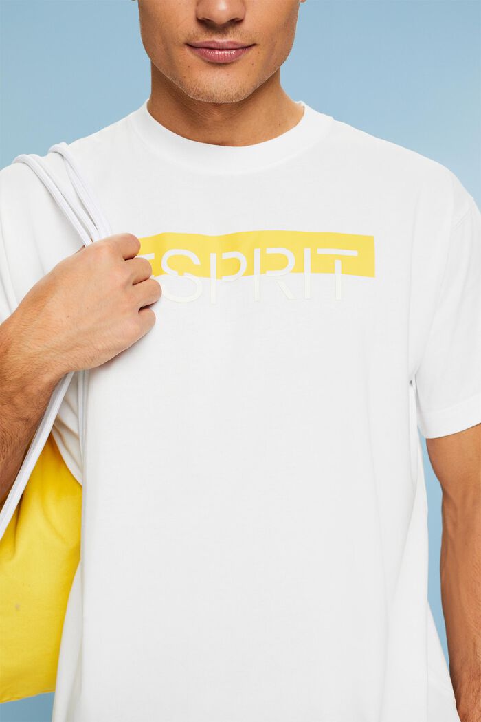 T-shirt med mat og glansfuld logoapplikation, WHITE, detail image number 2