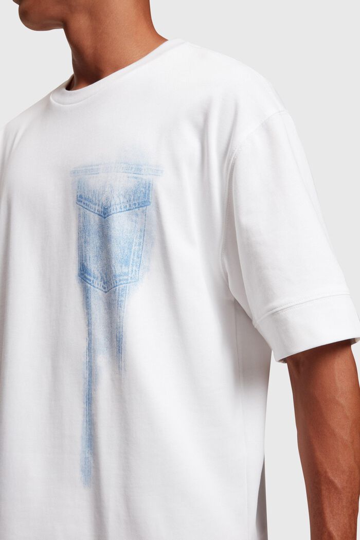 T-shirt med placeret indigoprint, WHITE, detail image number 1