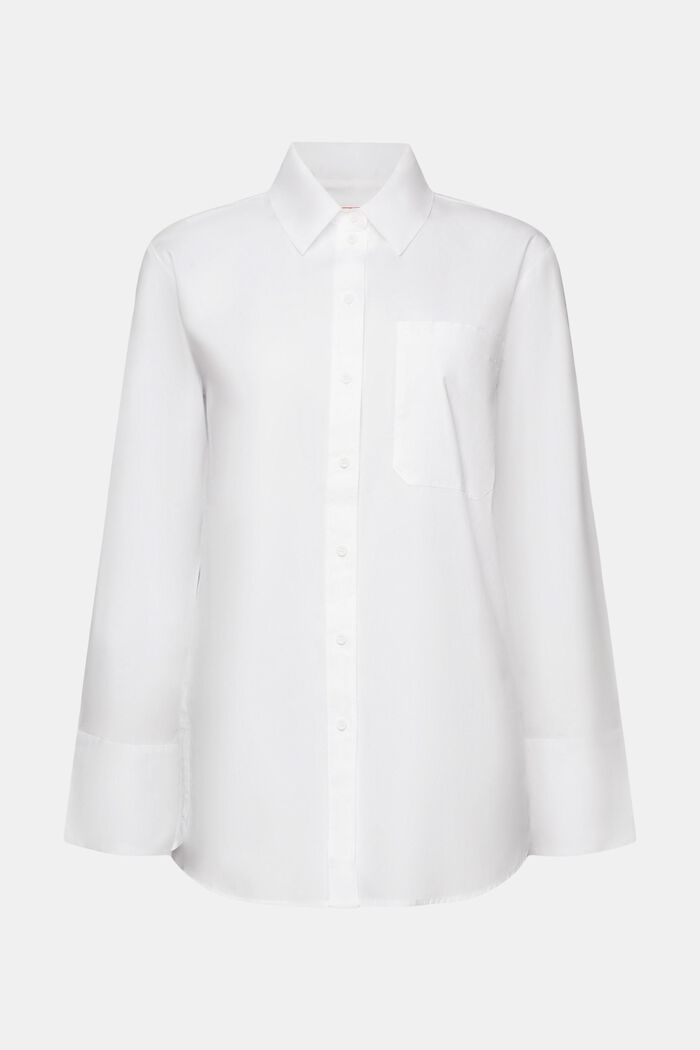 Løs skjortebluse, 100 % bomuld, WHITE, detail image number 6