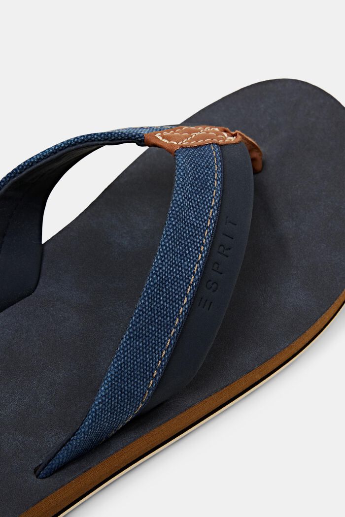Flip flop-sandaler med detaljer i kunstlæder, NAVY, detail image number 2