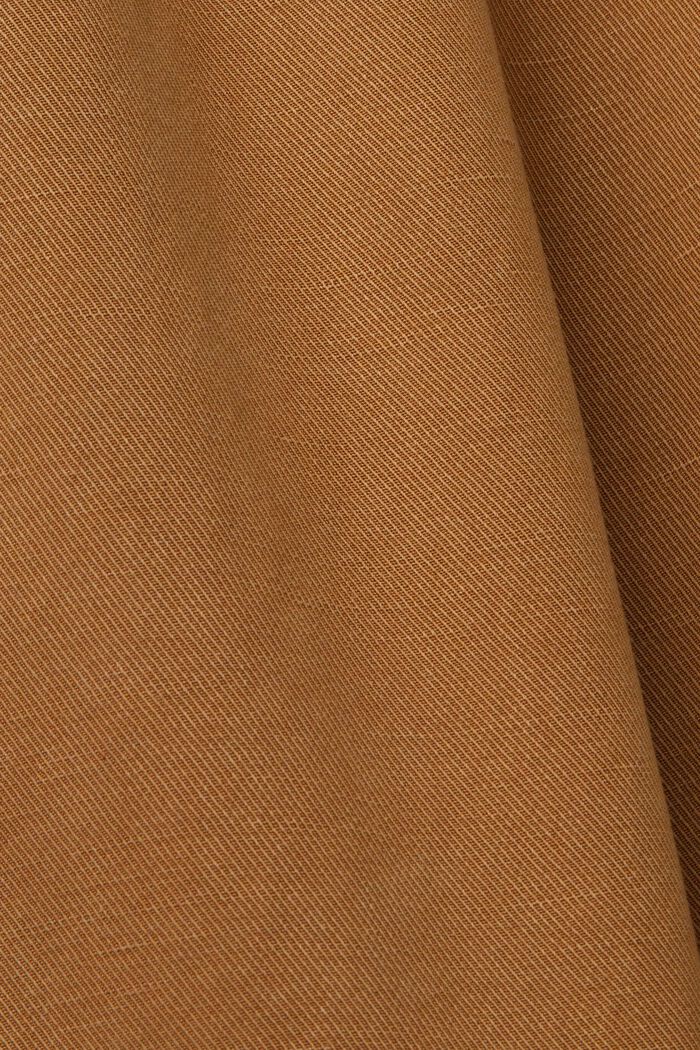 Bukser med høj talje, cropped vide ben og hør, PALE KHAKI, detail image number 4