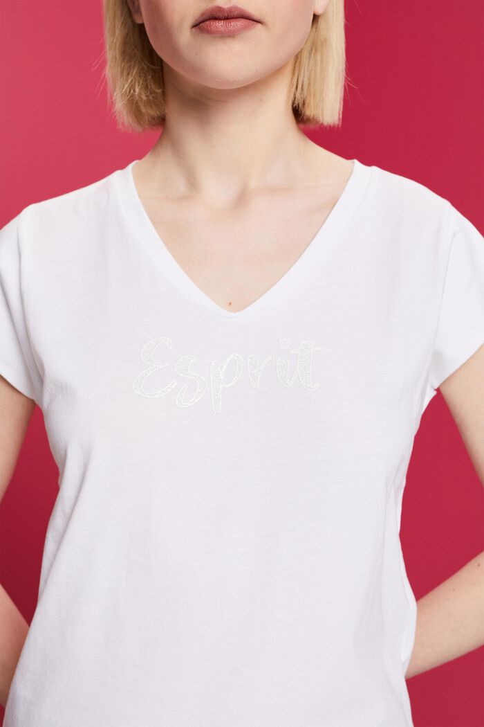 T-shirt med farveafstemt print, 100 % bomuld, WHITE, detail image number 2