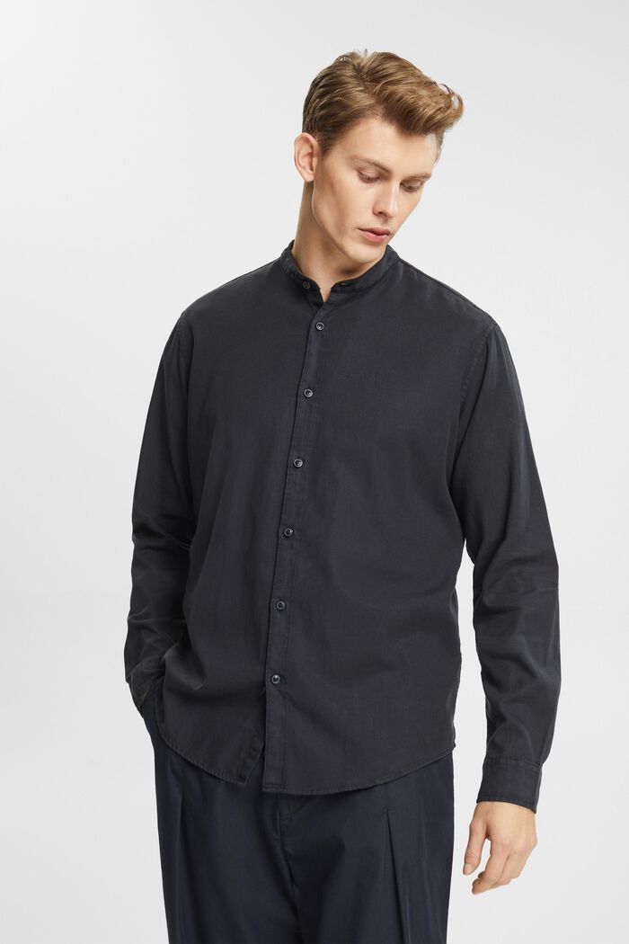 Skjorte med båndkrave, BLACK, detail image number 0