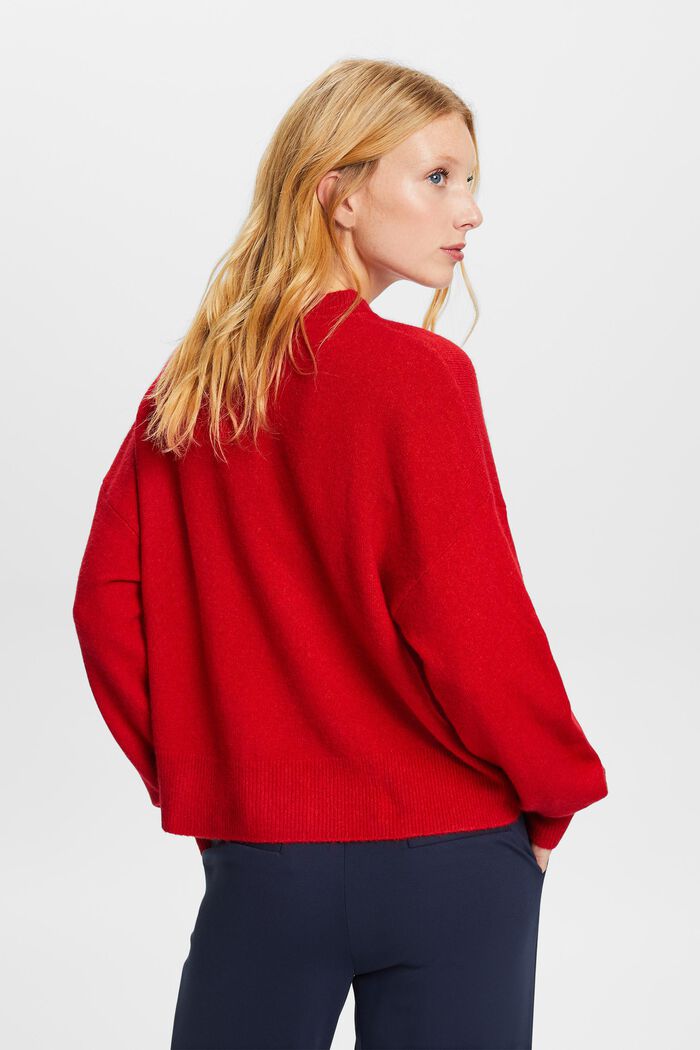 Striksweater med blouson-ærmer, DARK RED, detail image number 3