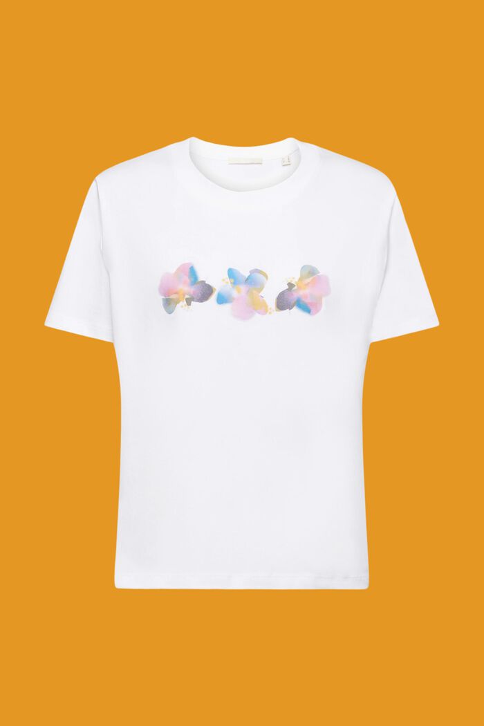 Bomulds-T-shirt med blomsterprint, WHITE, detail image number 5