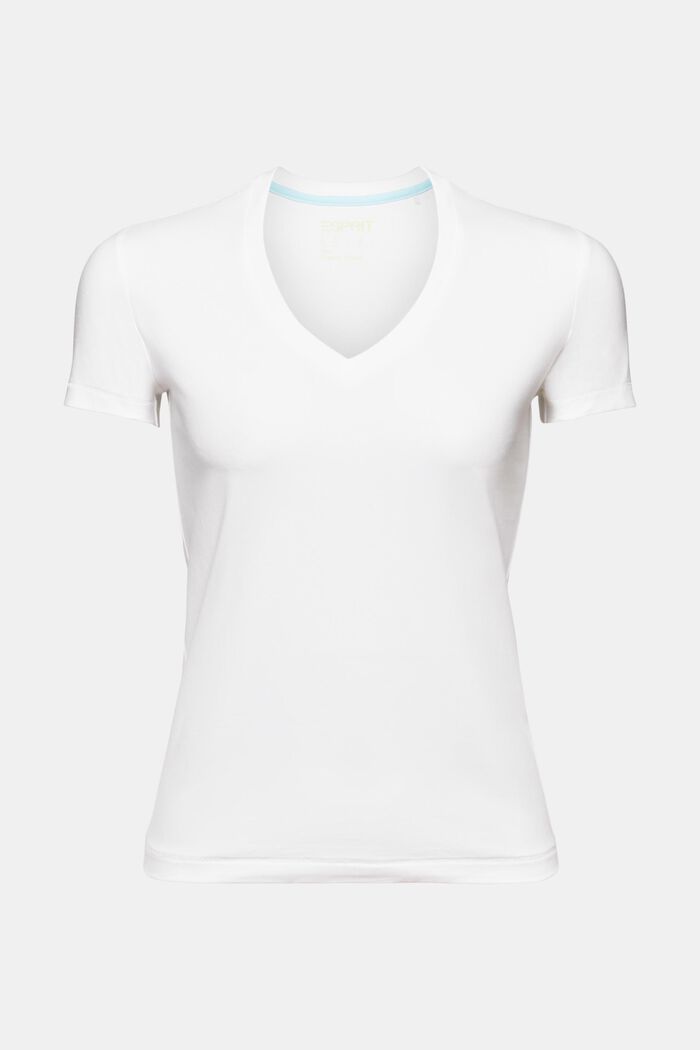 Jersey-T-shirt med V-hals, WHITE, detail image number 5
