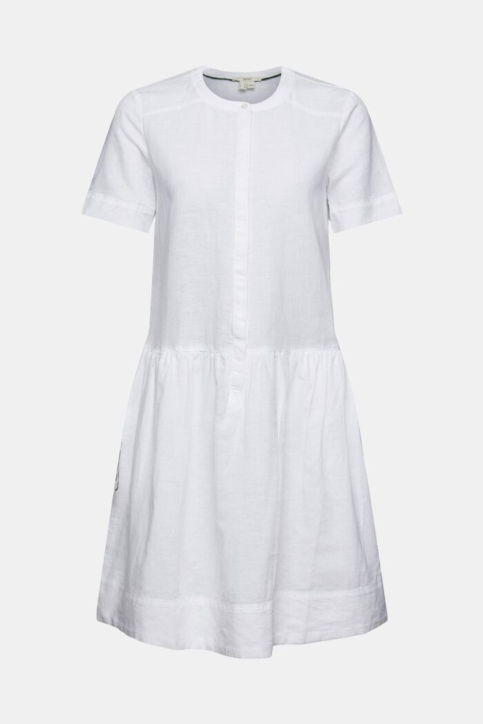 I hørmiks: kjole med knapstolpe, WHITE, detail image number 5