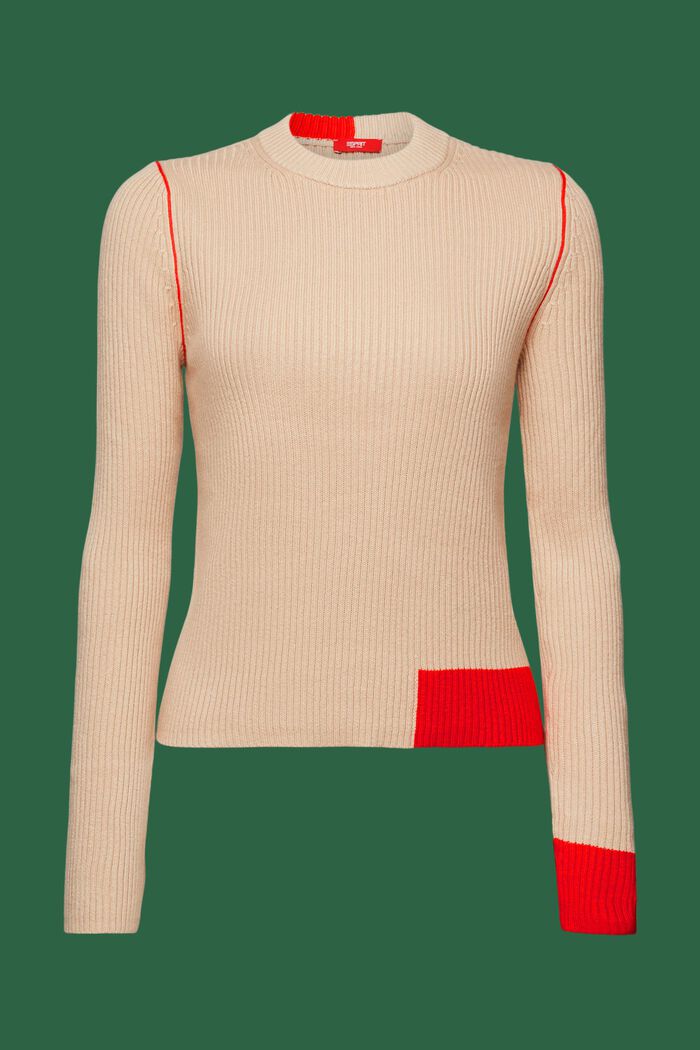 Sweater i ribstrik, BEIGE, detail image number 5