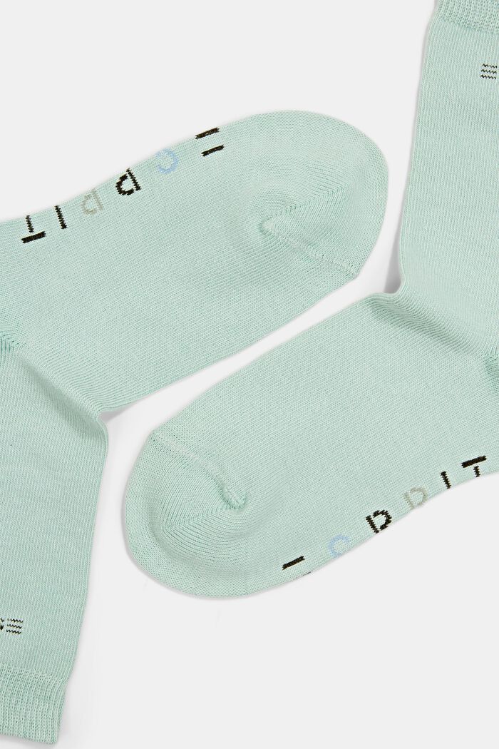 Pakke med 2 par sokker med logo, i bomuldsblanding, JADE, detail image number 1