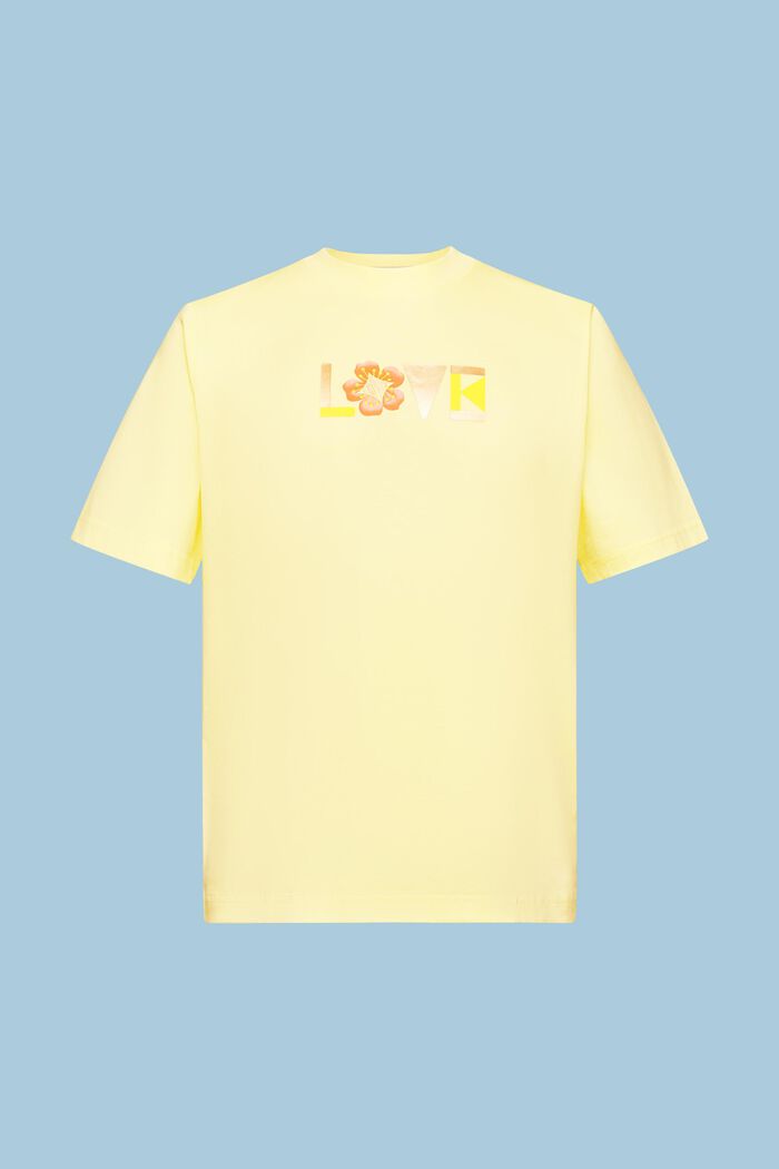 Unisex T-shirt i pimabomuld med print, PASTEL YELLOW, detail image number 8