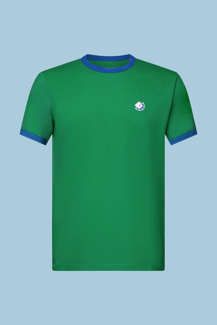 Bomulds-T-shirt med rund hals og logo, GREEN, detail image number 6