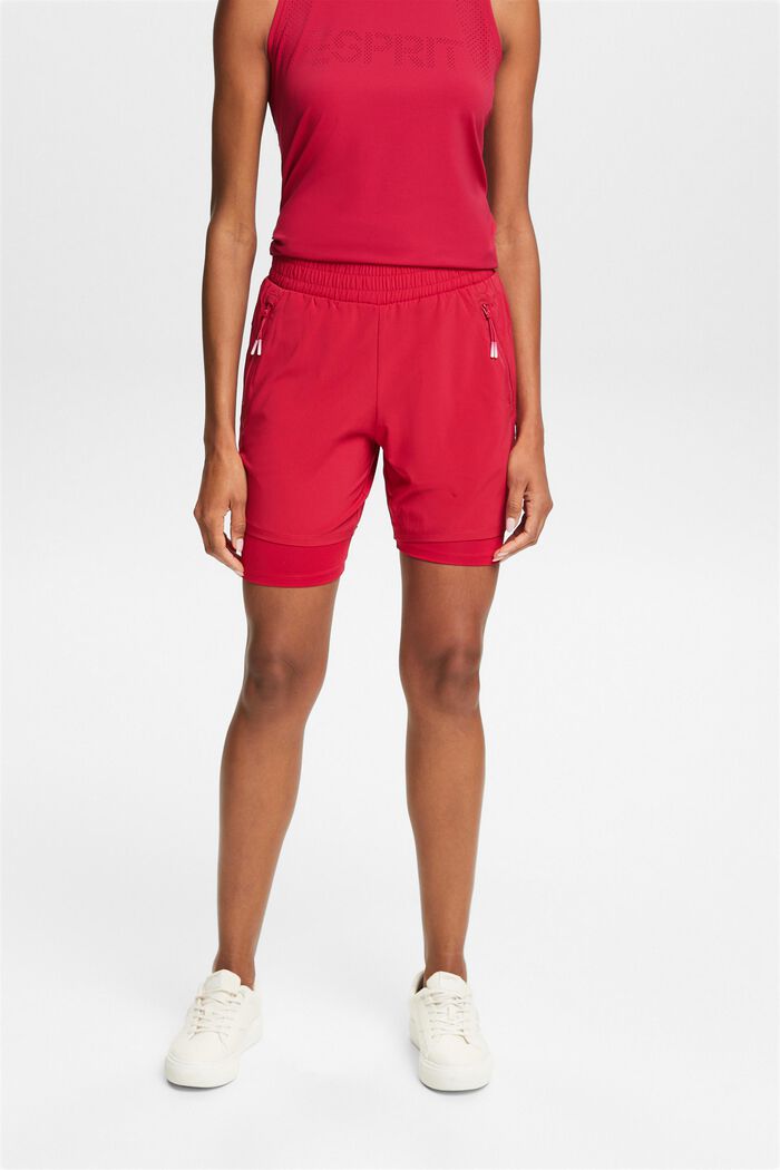 Sporty shorts i to lag, DARK RED, detail image number 0