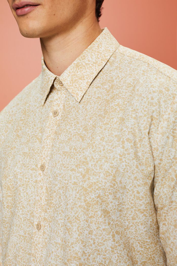 Mønstret skjorte, 100 % bomuld, SAND, detail image number 2