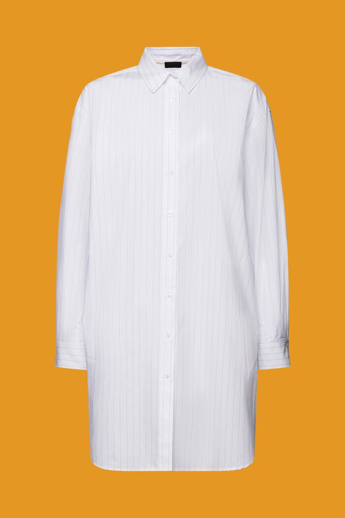 Nålestribet skjortekjole, 100 % bomuld, WHITE, detail image number 7