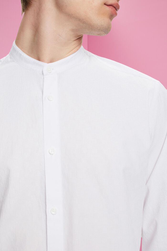 Tekstureret slim fit-skjorte med båndkrave, WHITE, detail image number 2