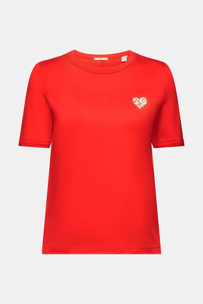 Bomulds-T-shirt med hjerteformet logo, RED, detail image number 6