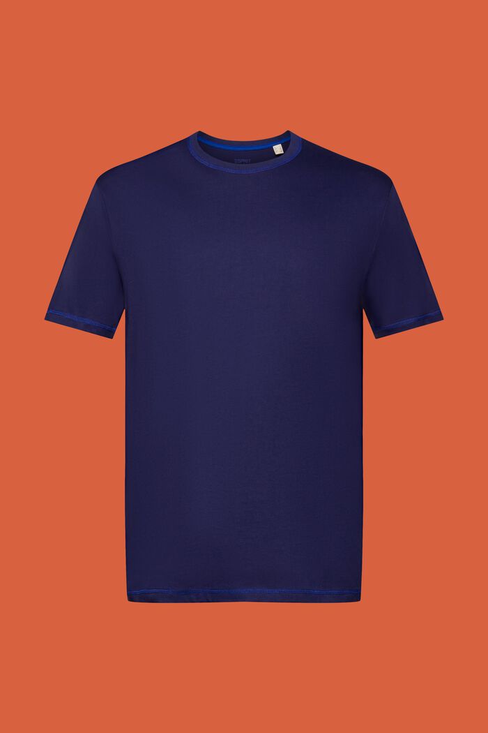 Jersey-T-shirt med kontrastsøm, DARK BLUE, detail image number 6