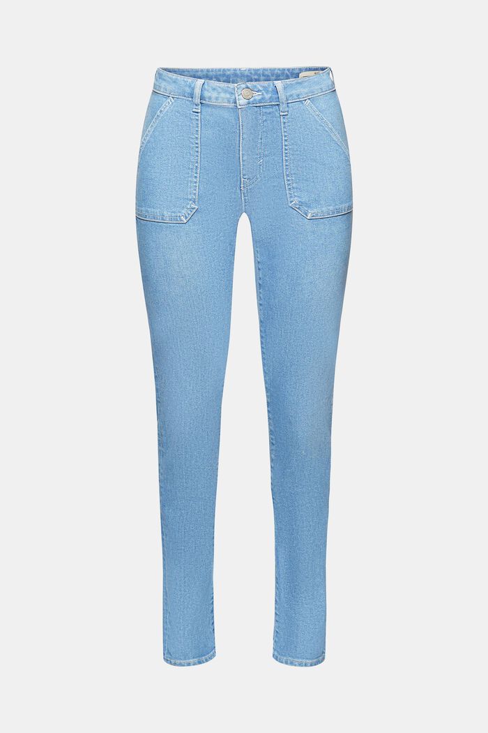 Slim fit-jeans med mellemhøj talje, BLUE LIGHT WASHED, detail image number 7