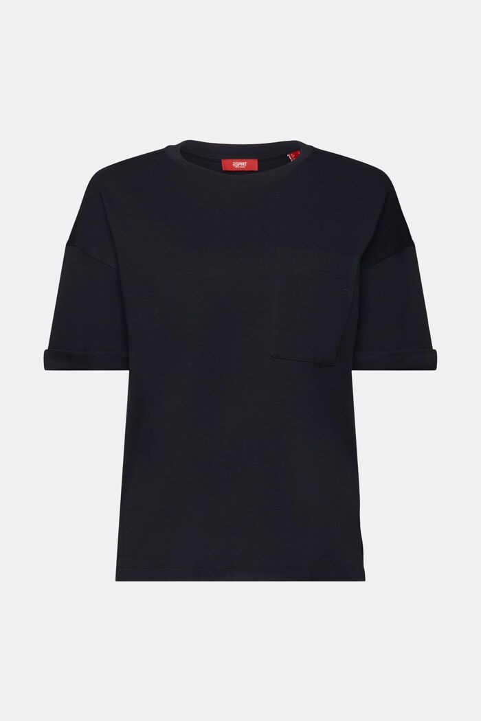 Overdimensioneret T-shirt med udvendig lomme, BLACK, detail image number 7