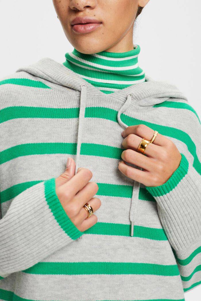 Sweater med hætte, LIGHT GREY/GREEN, detail image number 1