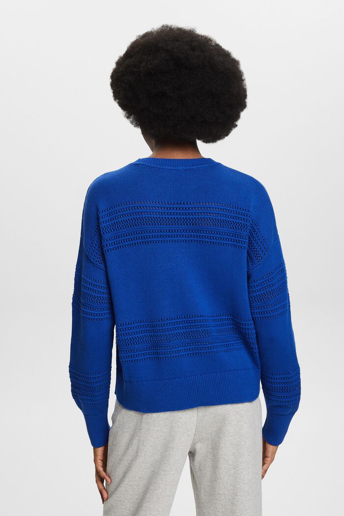 Sweater i åben strik med rund hals, BRIGHT BLUE, detail image number 2