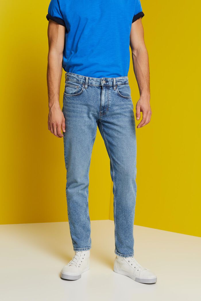 Smalle jeans i stretchbomuld, BLUE MEDIUM WASHED, detail image number 0
