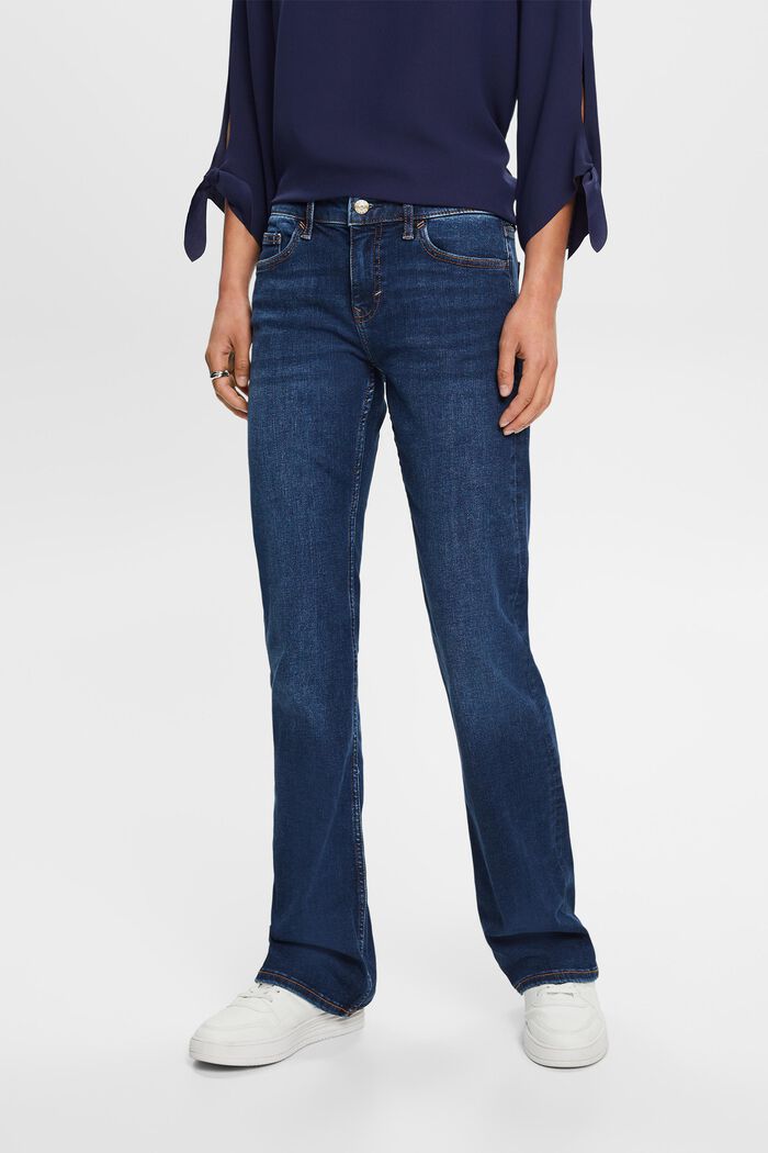 Bootcut-jeans med mellemhøj talje, BLUE DARK WASHED, detail image number 0