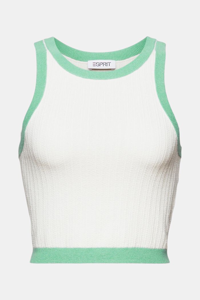 Kort sweatertanktop i to farver, DUSTY GREEN, detail image number 5