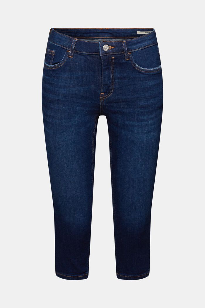 Capri-jeans af økologisk bomuld, BLUE DARK WASHED, detail image number 7