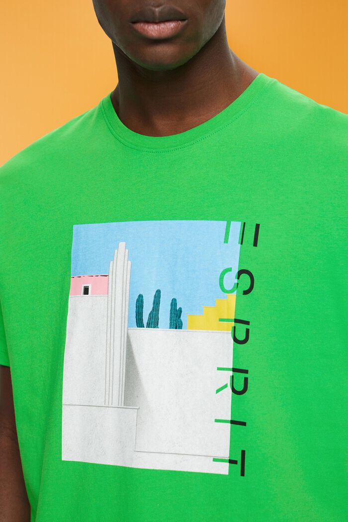 T-shirt i bomuld med print på fronten, GREEN, detail image number 2