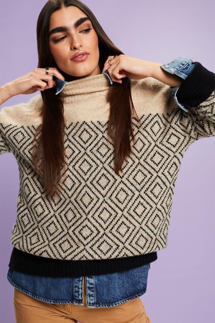 Jacquard-sweater i uldmiks