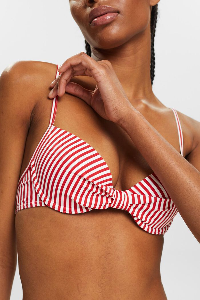 Stribet bøjle-bikinitop med polstring, DARK RED, detail image number 2