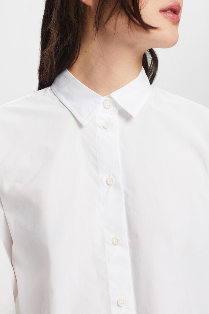 Cropped poplinbluse, WHITE, detail image number 3