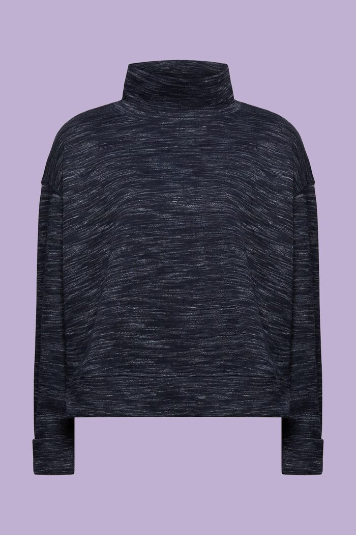 Sweatshirt i bomuldsmiks med høj krave, NAVY, detail image number 5