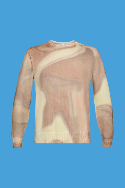Pullover i vævet bomuld med allover-mønster, LIGHT TAUPE, overview